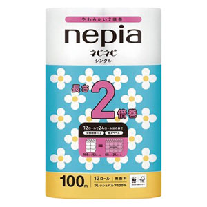 ネピア　ネピネピトイレット２倍巻１２Ｒシングル