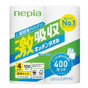 ネピア 激吸収キッチンタオル4R100カット