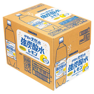 サンガリア 伊賀の天然水強炭酸水レモン 1L箱